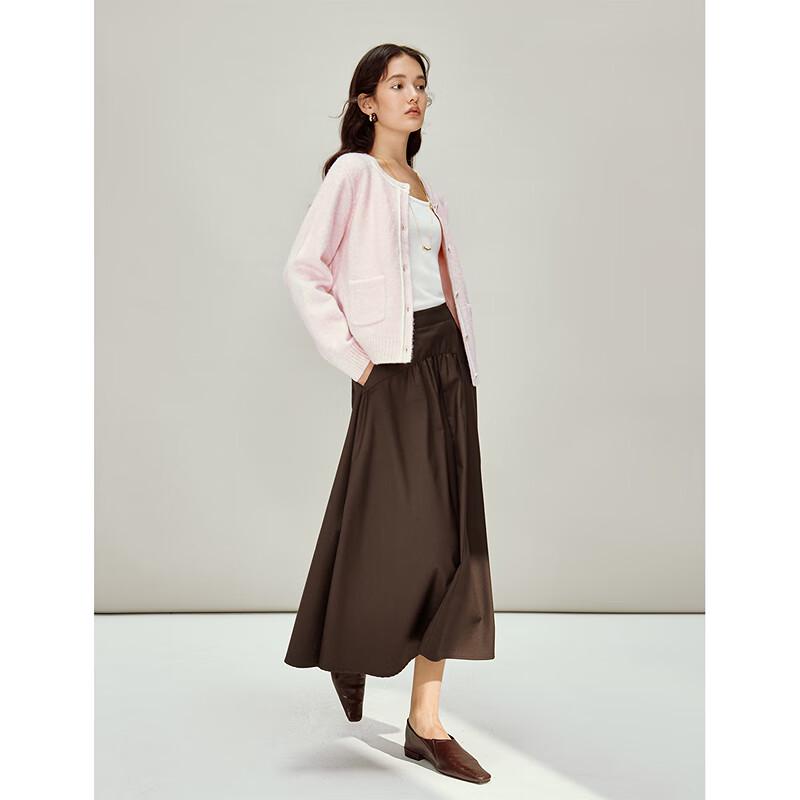 INMAN Women's Petite Chic Round Neck Knitted Cardigan