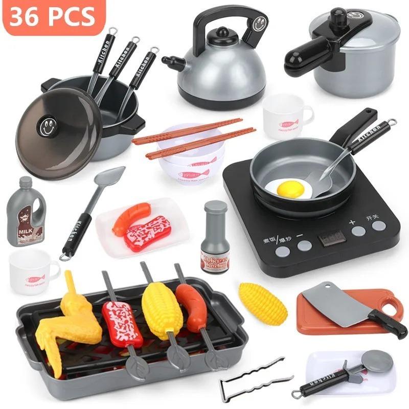 

Stone Kids Kitchen Ролевые игры Игрушка Play Cooking Set Посуда Кастрюли Сковороды Игровой набор Кухонные принадлежности Аксессуары для малышей Детские