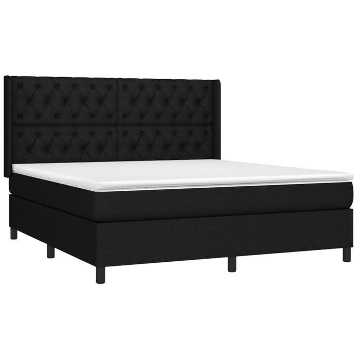 Maison Exclusive - Sommier à lattes de lit matelas et LED Noir 160x200 cm Tissu