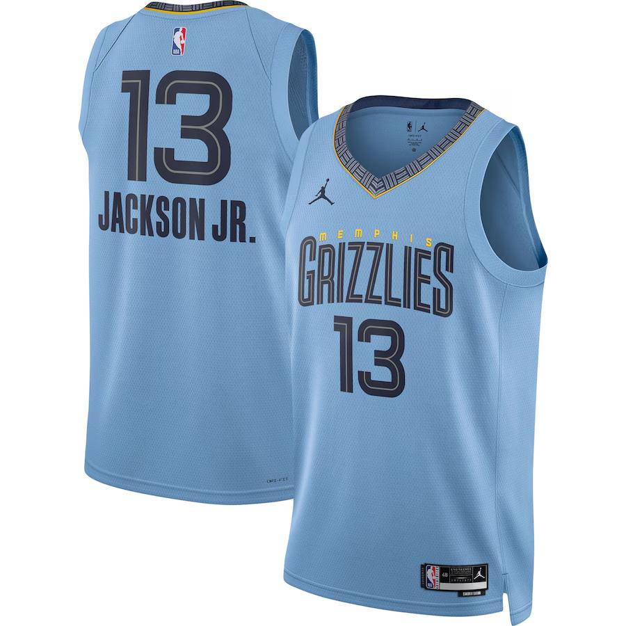 Jordan Jaren Jackson Jr Swingman Memphis Grizzlies V-Neck Letter Logo Print Basketball Jersey Unisex jersey Light-Blue DO9531-423