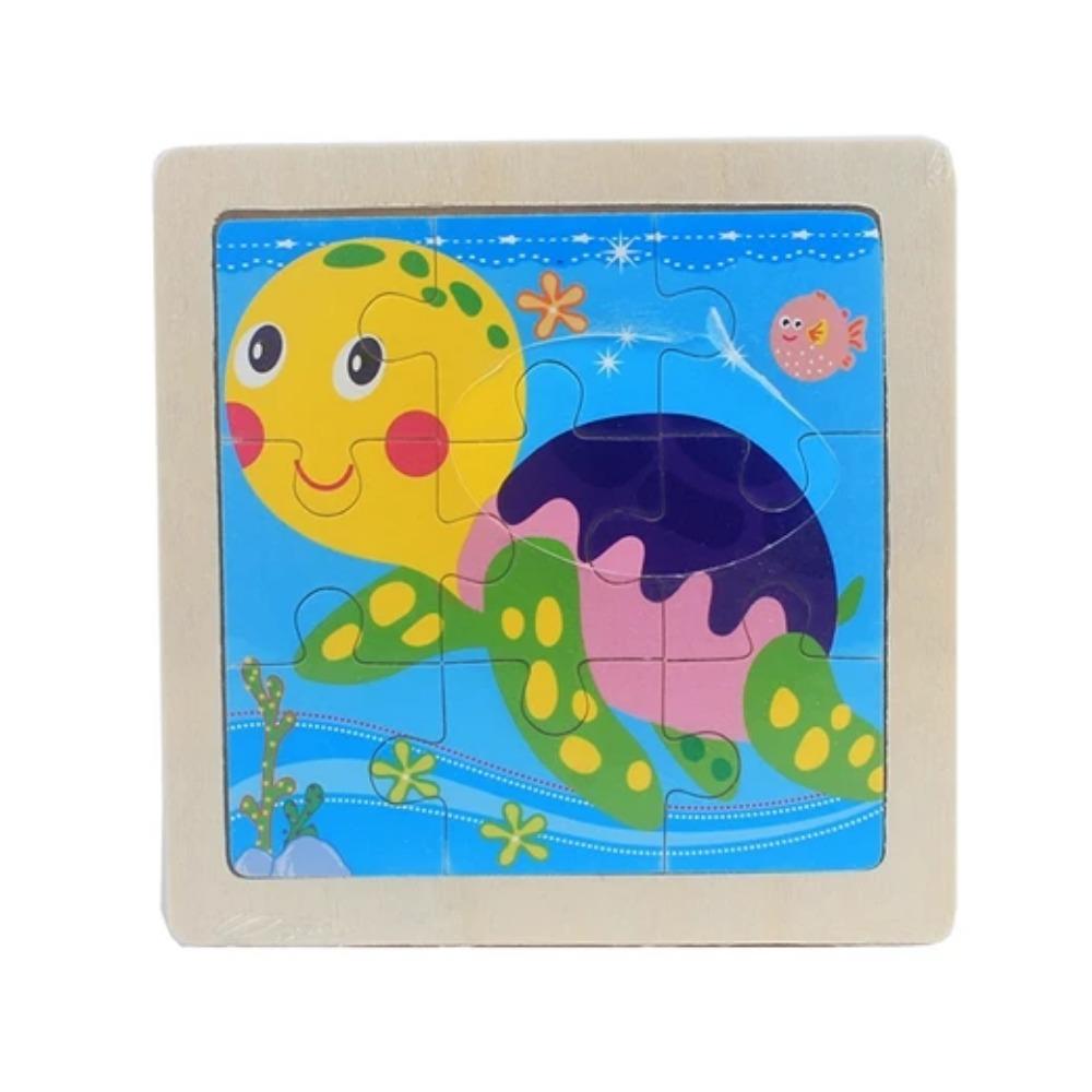 Kids Toy Wood Puzzle Small Size 11*11cm Wooden 3D Puzzle Jigsaw for Children Baby Cartoon Animal/Traffic Puzzles Educational Toy