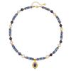 Freshwater pearl flat lapis lazuli pendant necklace women's fashion titanium steel temperament design neck chain bracelet set
