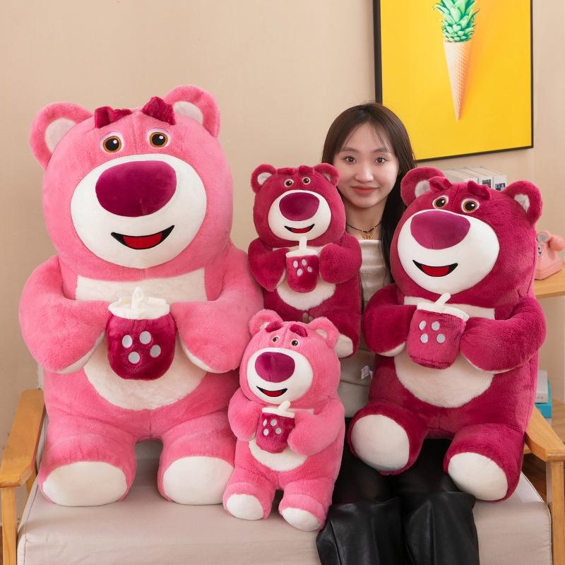 Cute Strawberry Bear Plush Pillow Perfect Gift For Comfort And Cuddles