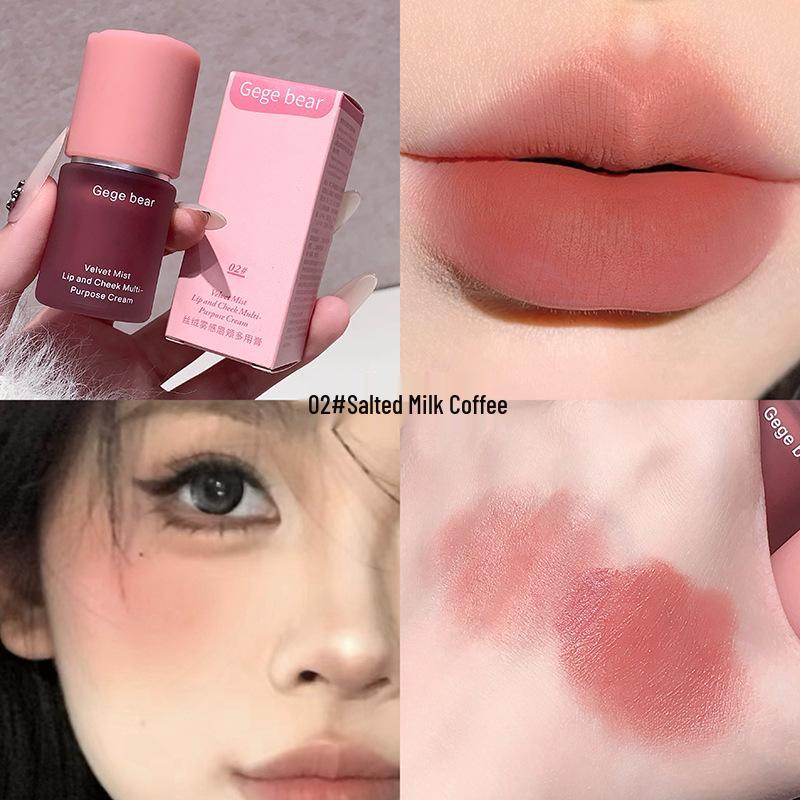 Gege Bear Korean Velvet Matte Lip & Cheek Cream with Whitening, Color-rich Lip Glaze, and Blush. 6.5g