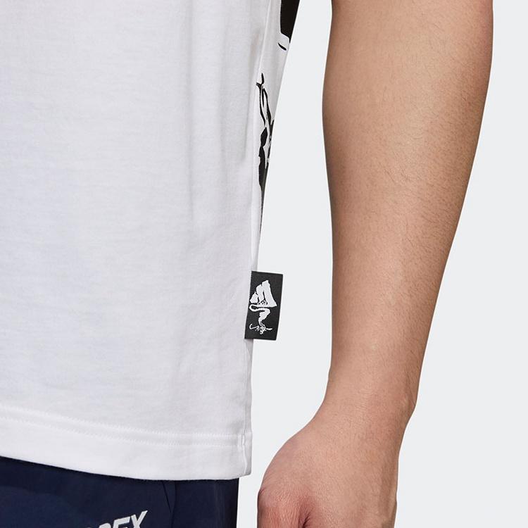 Adidas Back Pattern Printed Casual Breathable Sports Short Sleeve T-Shirt Unisex Tops White H20797