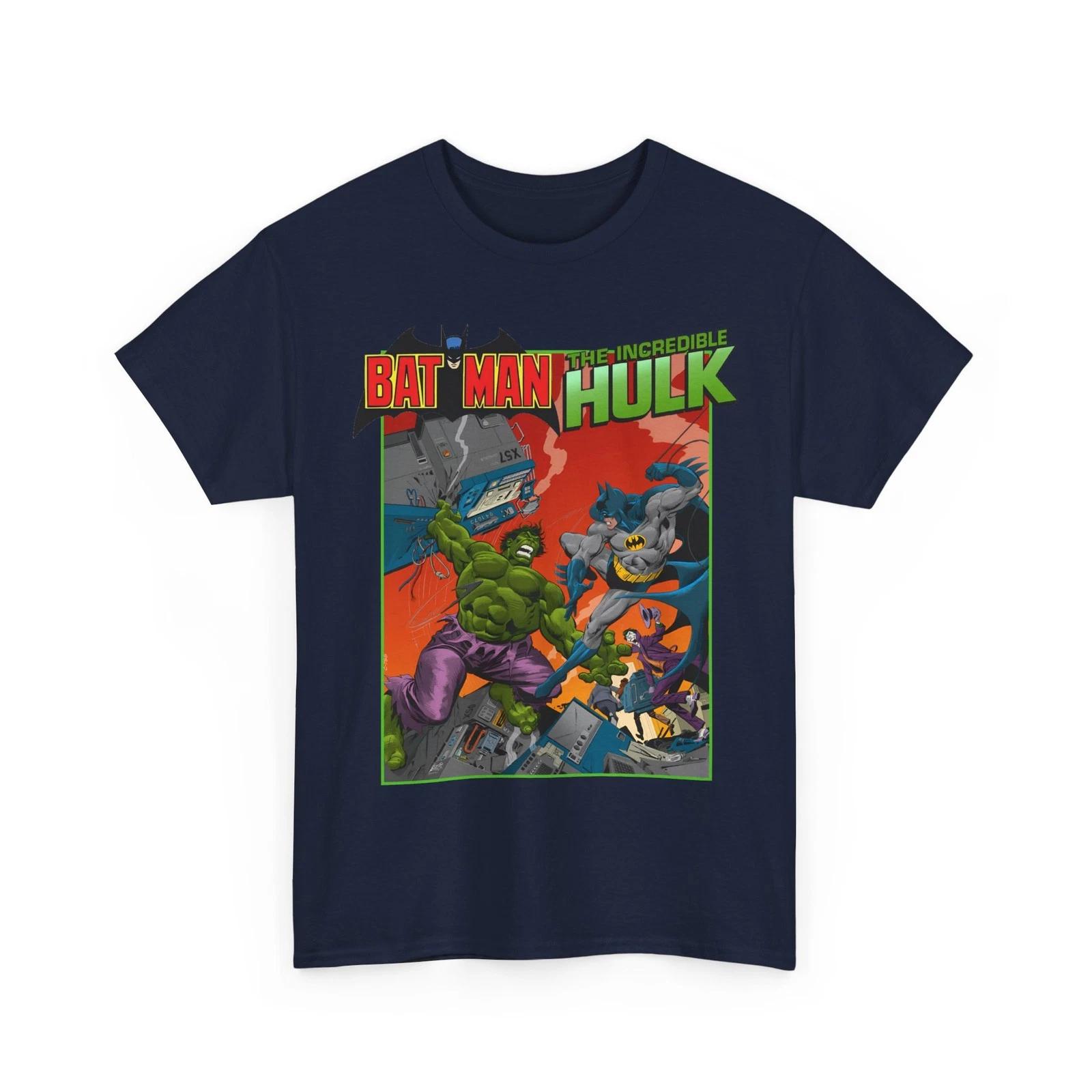 Batman Vs Incredible Hulk T-Shirt DC Comics & Marvel Joker Vintage-Style Tee S