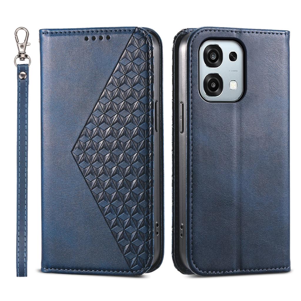 Wallet Case For Oppo F31 5G/A6 Pro 5G/A6 Pro 4G Calf Texture PU Leather Phone Cover with Wrist Strap
