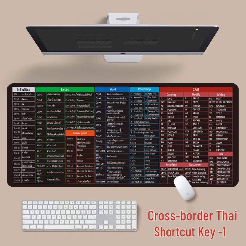 Extra Large Non-Slip Office Desk Mat - Customizable Keyboard Hotkeys