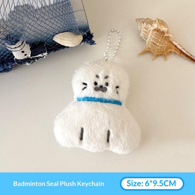 Seal Plush Pendant Stuffed Animal Keychain Cartoon Racket Seal Creative Ornament for Handbag Backpack Charm