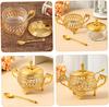 Sugar Bowl with Lid and Spoon Gold Glass Seasoning Spice Jar Candy Jar Set for Kitchen Coffee Bar Wedding Party
