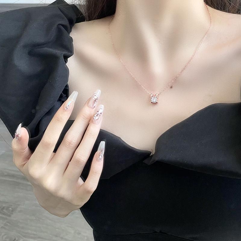 Niutoujiao Rose Gold Necklace Light Luxury Zircon Temperament Casual Niche High-End Clavicle Chain Female Tide