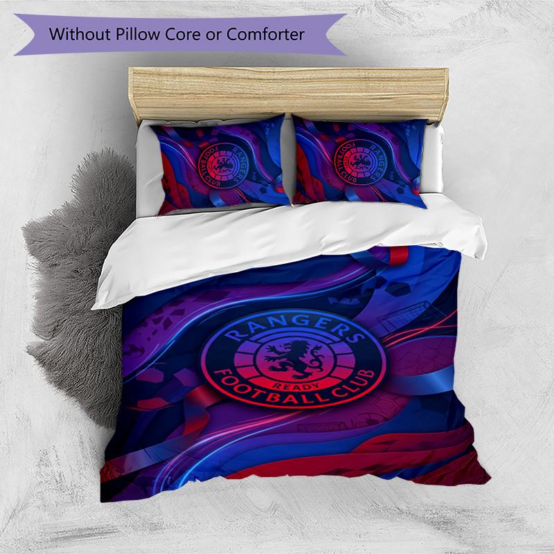 Set Biancheria da Letto Rangers FC Stampato 3 Pezzi Copripiumino Traspirante con Federe Biancheria da Letto Decorativa per Camera da Letto Casa