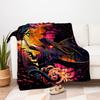 "Flaming Dragon Fantasy Art Print - Epic Creature Wall Decor"Blanket Flannel Throw Blanket for Sofa, Bed, Travel, Camping, Office, Couch, Ch