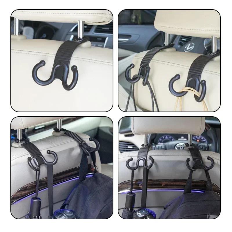 Upgraded 2 in 1 Auto Headrest Hooks Car Seat Hooks Durable Car Purse Holder Hanger Universal Car Hanger for Purses Bags Coat