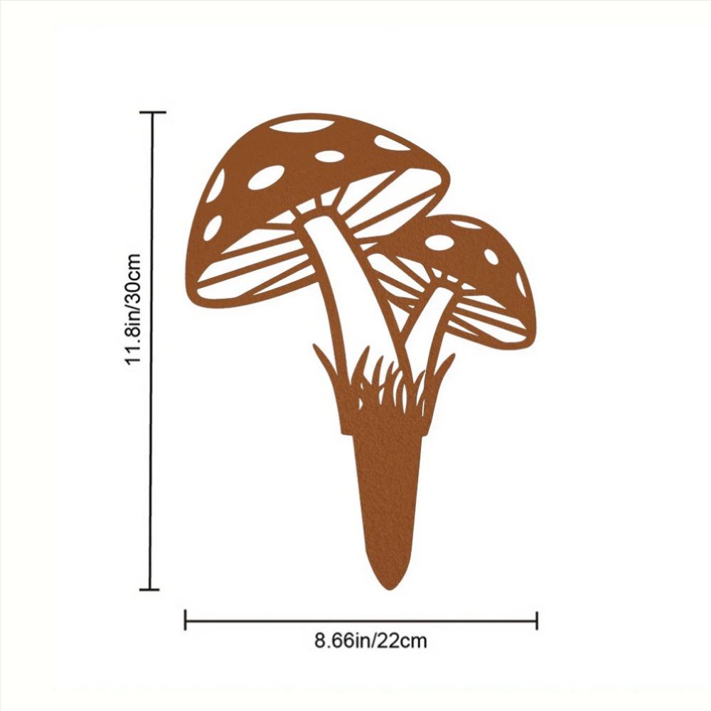 Oversized Metal Mushroom Garden Stake Yard Art Wall Sculpture