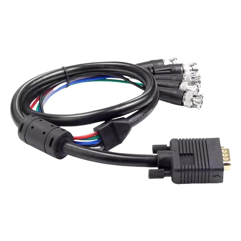 VGA To 5 BNC RGBHV Cable Male Connectors COnnection Cord High Resolution For Digital Screens And Monitors
