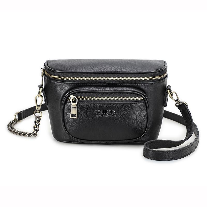 

Женские сумки через плечо CONTACT S из натуральной кожи, роскошные дизайнерские сумки-тоут с карманом для телефона, модная женская сумка на цепочке чёрный