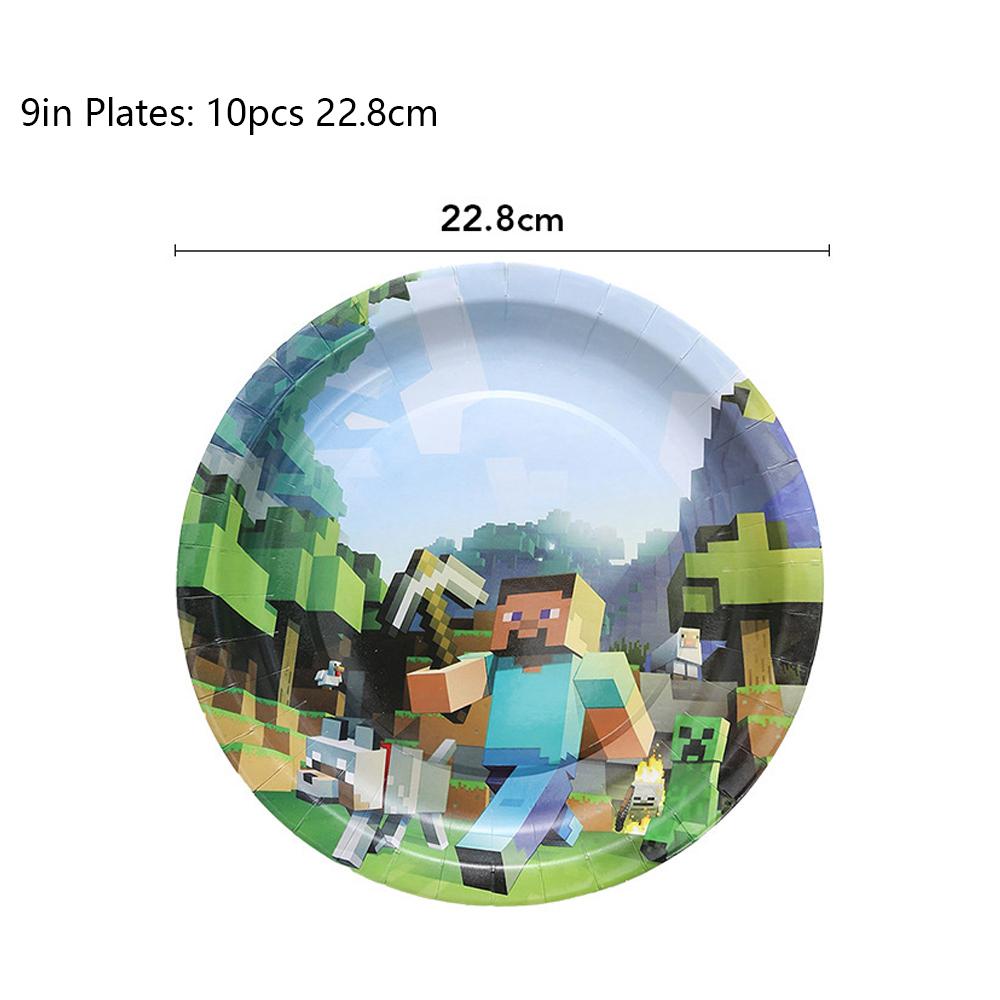 51pcs Miner Birthday Party Supplies Include Table Cloth, Plates, Napkins, Cups