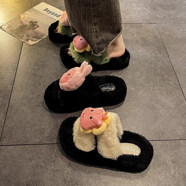 Fashion Internet celebrity Mao Mao drag women 2025 new autumn and winter wear casual versatile super fire non-slip one-word drag cotton shoes