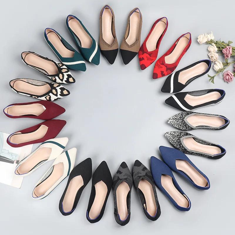 Fashion Women Shoes Flat Knit Breathable Square Heel Fashionable Beautiful Princess Antiskid Rubber Sole Comfortable 2025