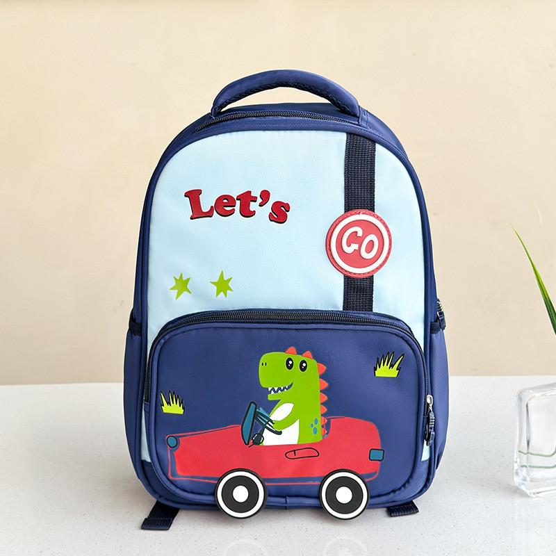 Car By Dinosaur Backpack With Oxford Cloth Color Blocked Backpack School For