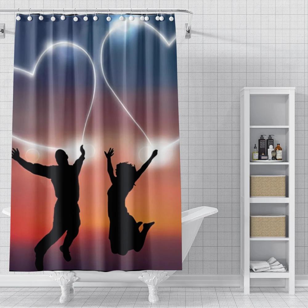 

Couple shower curtain Oil painting style curtains for bathroom waterproof fabric bathroom Curtains modern shower curtain 90x180CM