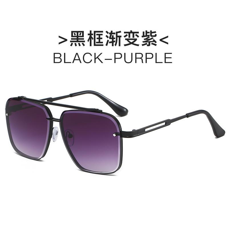 New European and American fashion double beam trimmed metal square sunglasses men's trend street sunglasses women