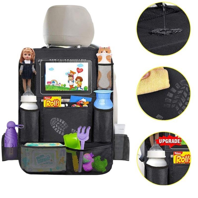 Car Seat Back Pocket Multi-functional Storage Bags Car Back Seat Organizers with Touch Screen Tablet Holder Protector for Travel
