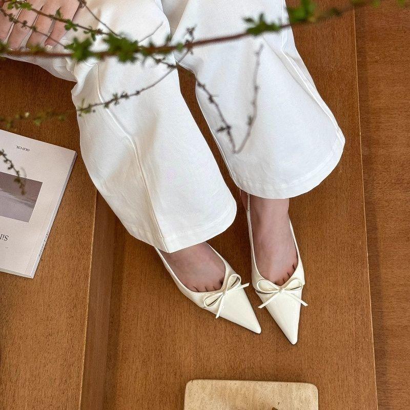 Women's Pointed Tip High Heel Patent Leather Shallow Mouth Baotou Sandalia Trend Elegant Banquet Party Women Pumps Zapatos Mujer