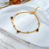 18K Gold Plated Layered Black Enamel Heart CZ Anklet, Dainty Double Chain Foot Bracelet for Women, Trendy Jewelry