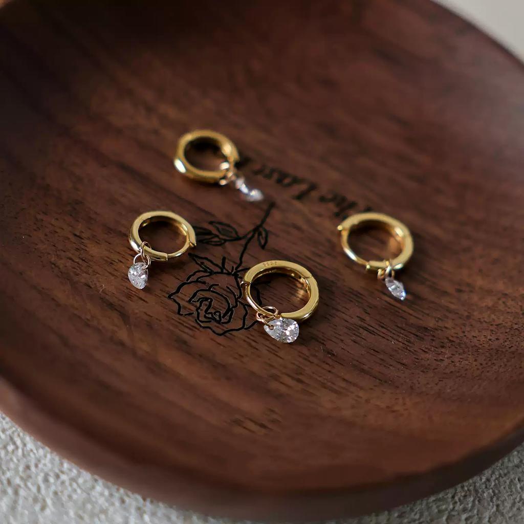 Simple Flash Drop Zirconia Earrings Premium Sense of Niche Minimalist Commuting Wind Temperament Ambience Commuter Back To School Match Earrings