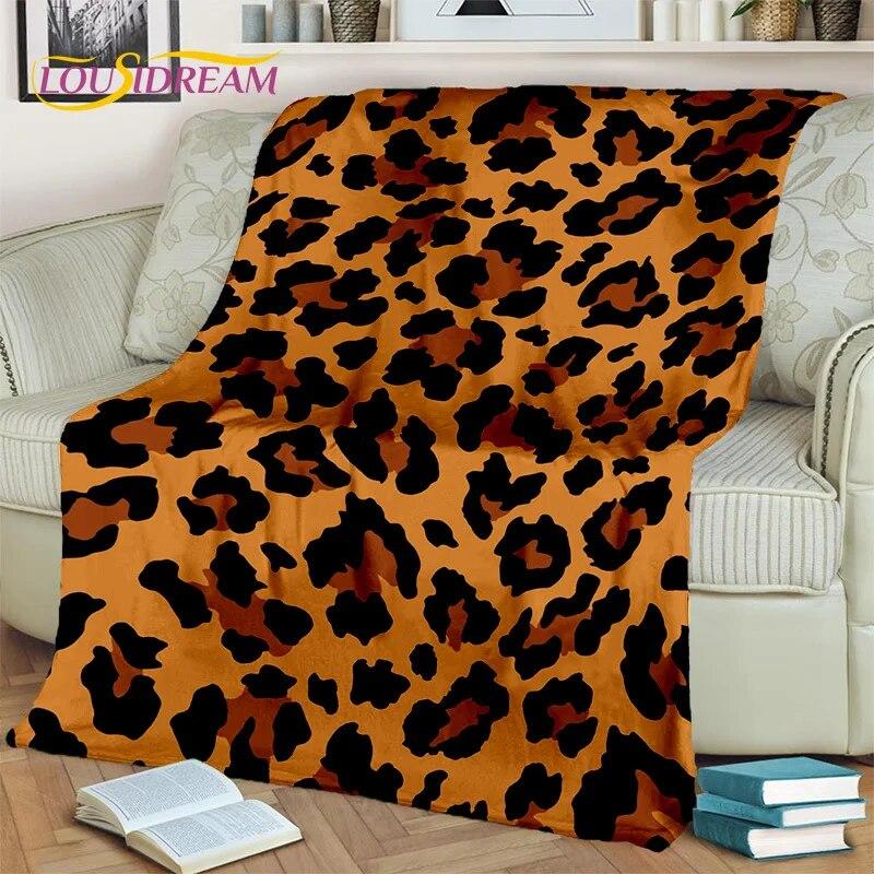 3D Wild Sexy Leopard Stripe Print Blanket,Soft Throw Blanket for Home Bedroom Bed Sofa Picnic Travel Office Cover Blanket Kids