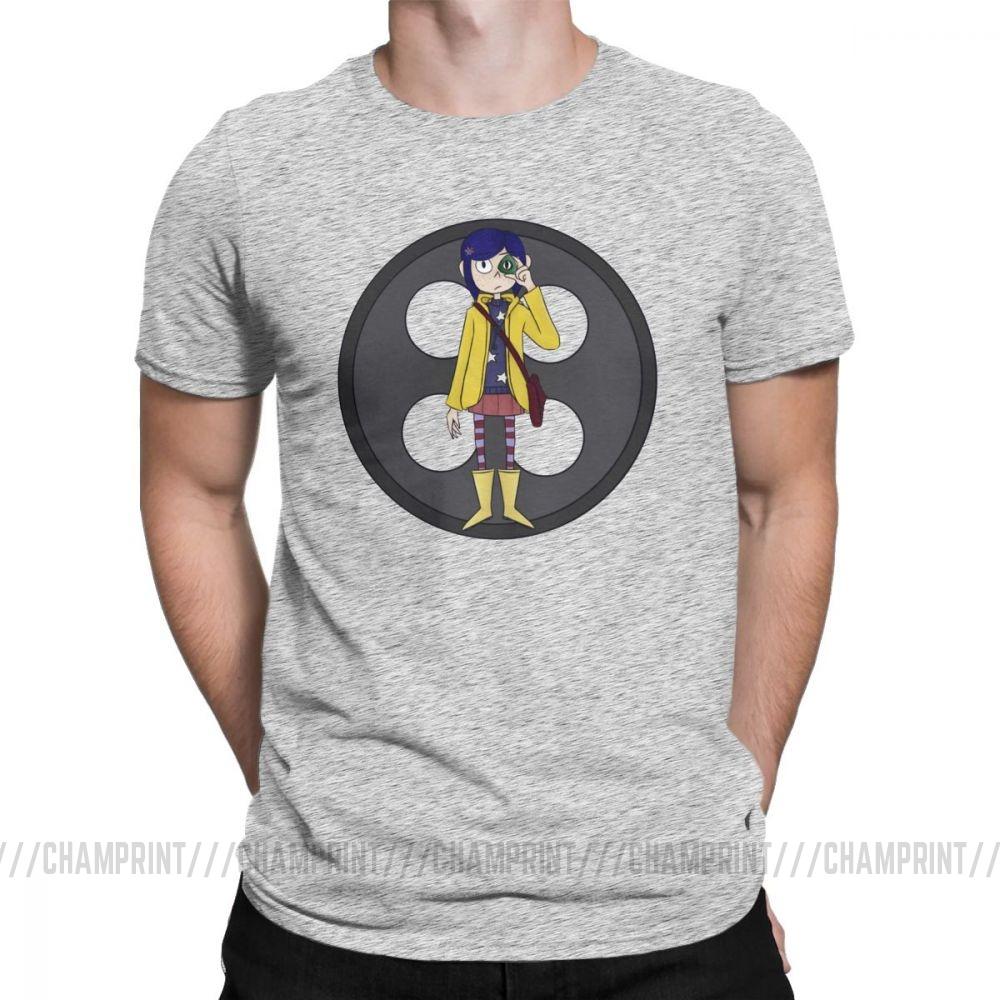 Coraline Men S T Shirts Coraline Button Eyes Leisure Cotton Short Sleeve Tees Crew Neck T
