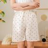 Home pants cartoon beach pants pajama pants cloud cotton shorts loose and thin casual summer can be worn outside the new high waist