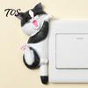 Adhesive Switch Plate Cover 3D Cat Light Sticker, Decorative Resin Wall Cover, Cute Animal Surround Stickers, Peel And Stick decorations for