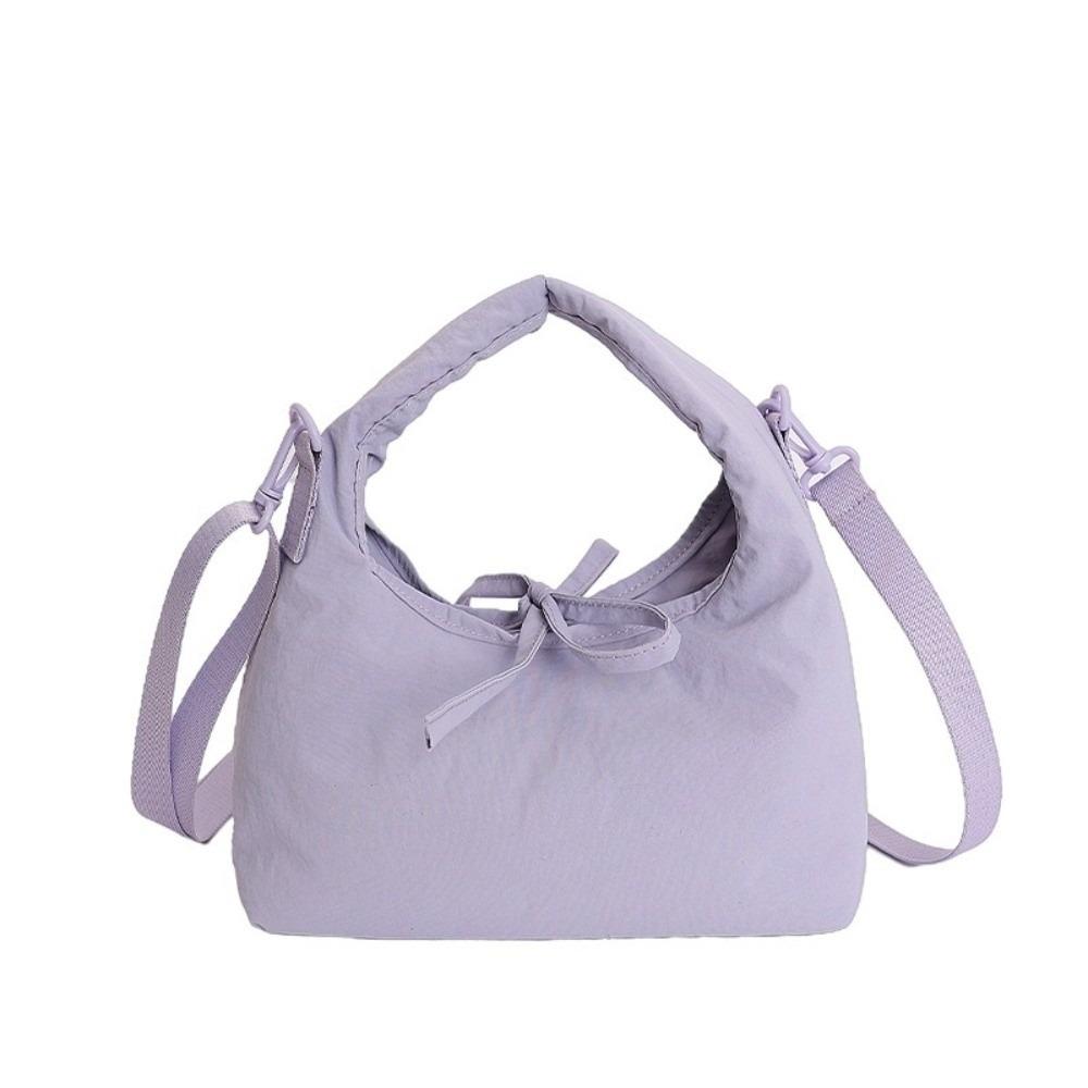 

Bow Nylon Shoulder Bag Korean Style Oxford Cloth Underarm Bag Japanese Casual Dumpling Bag Women фиолетовый