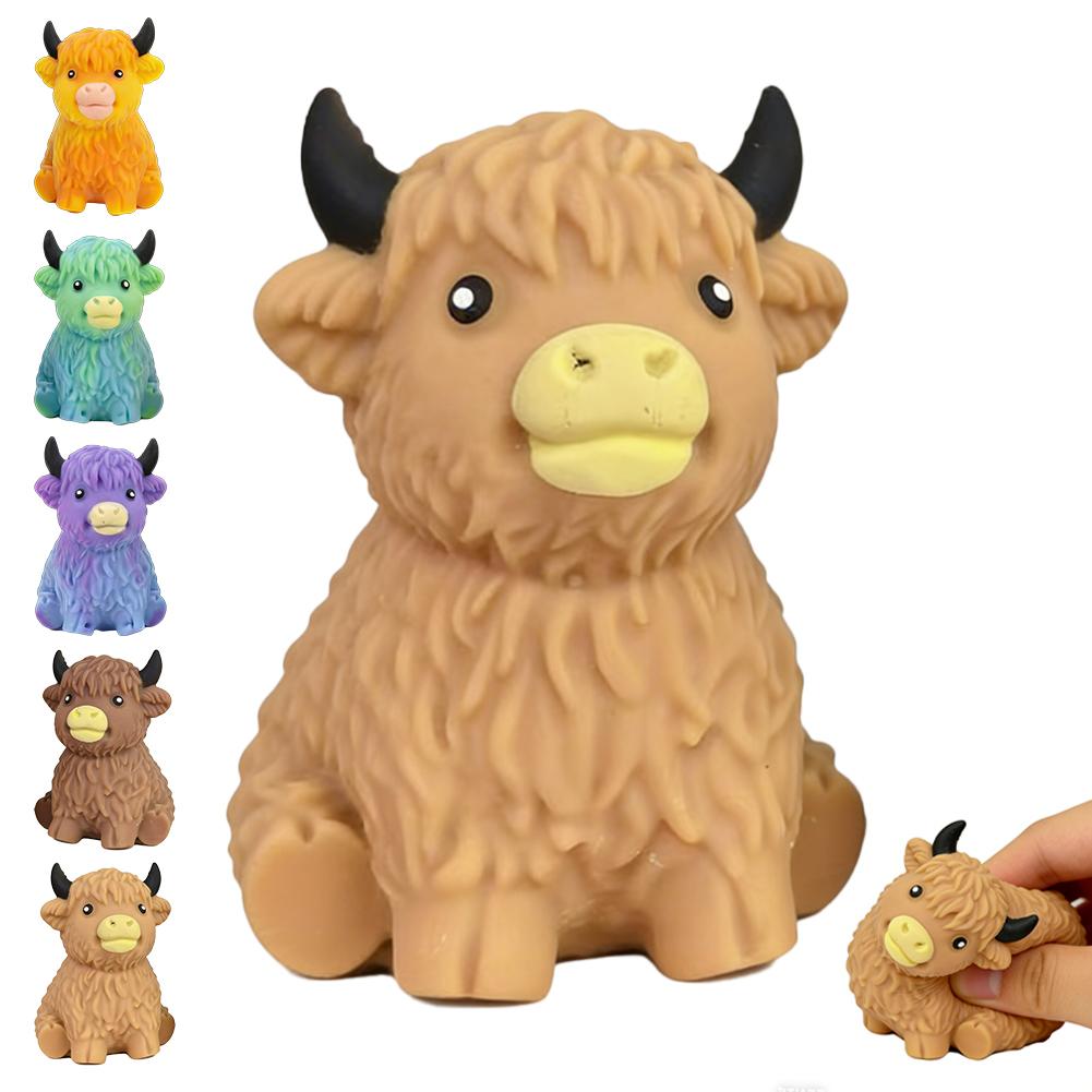 

Highland Cow Squeeze Toy Ultra-Elastic TPR Slow Rebound Decompression Toy For Child Adult Stress Relief Fidget Sensory Toy хаки