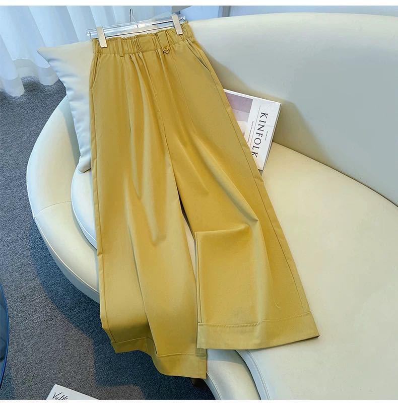 2025 Women s High Waist Wide-Leg Drape Pants – Loose, Straight Nine-Point Casual Fit L (100-115 jin)