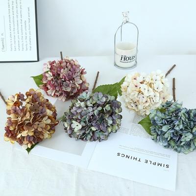 1/2/5Pcss Single Stem Artificial Hydrangea Lifelike Fake Plant Simulated Flower for Indoor Decor