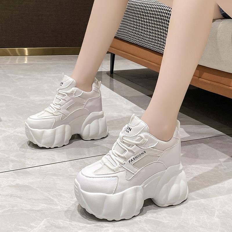 Fashion Women Chunky Sneakers Internal 11CM High Platform Breathable Mesh Shoes Ladies Wedges Casual Shoes For Woman  Sports Dad Shoes