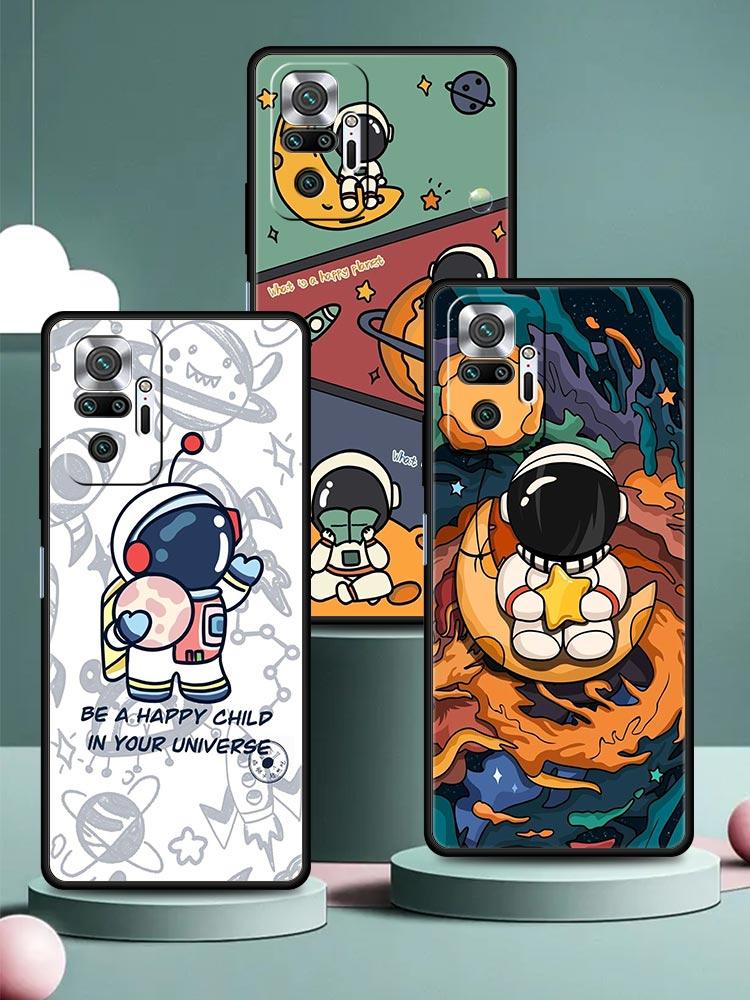 Cartoon Cute Cosmonaut Phone Case Cover for Redmi 14C 10C Note 15 14 13 12 10 11 K40 Pro Plus 5G Shockproof Soft TPU Shell Bags