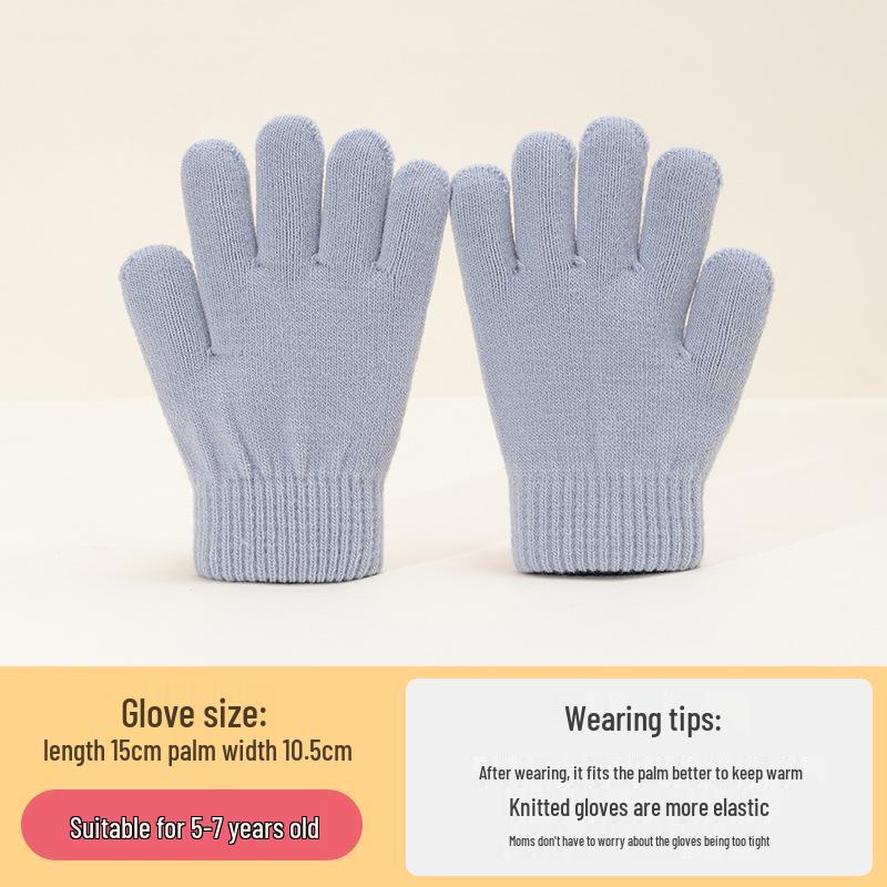 

Детские вязаные зимние перчатки конфетных цветов - Теплые, тонкие, пятипалые, для мальчиков и девочек One Size