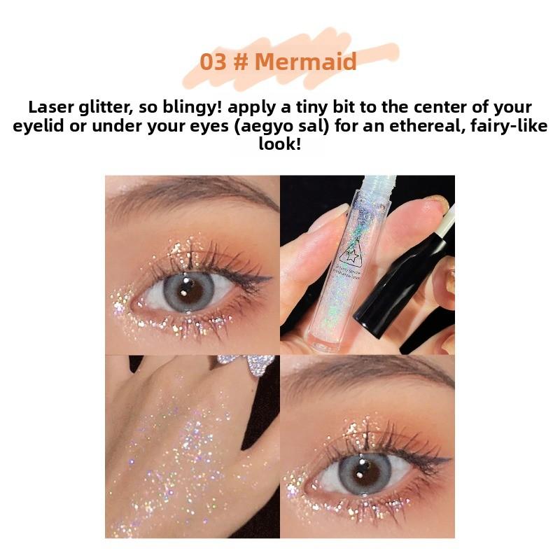 Star Diamond Eyeshadow Liquid Fine Sparkling High Gloss, One Drop of Tear Brightening Undereye Sparkling Pearl Liquid Eyeshadow