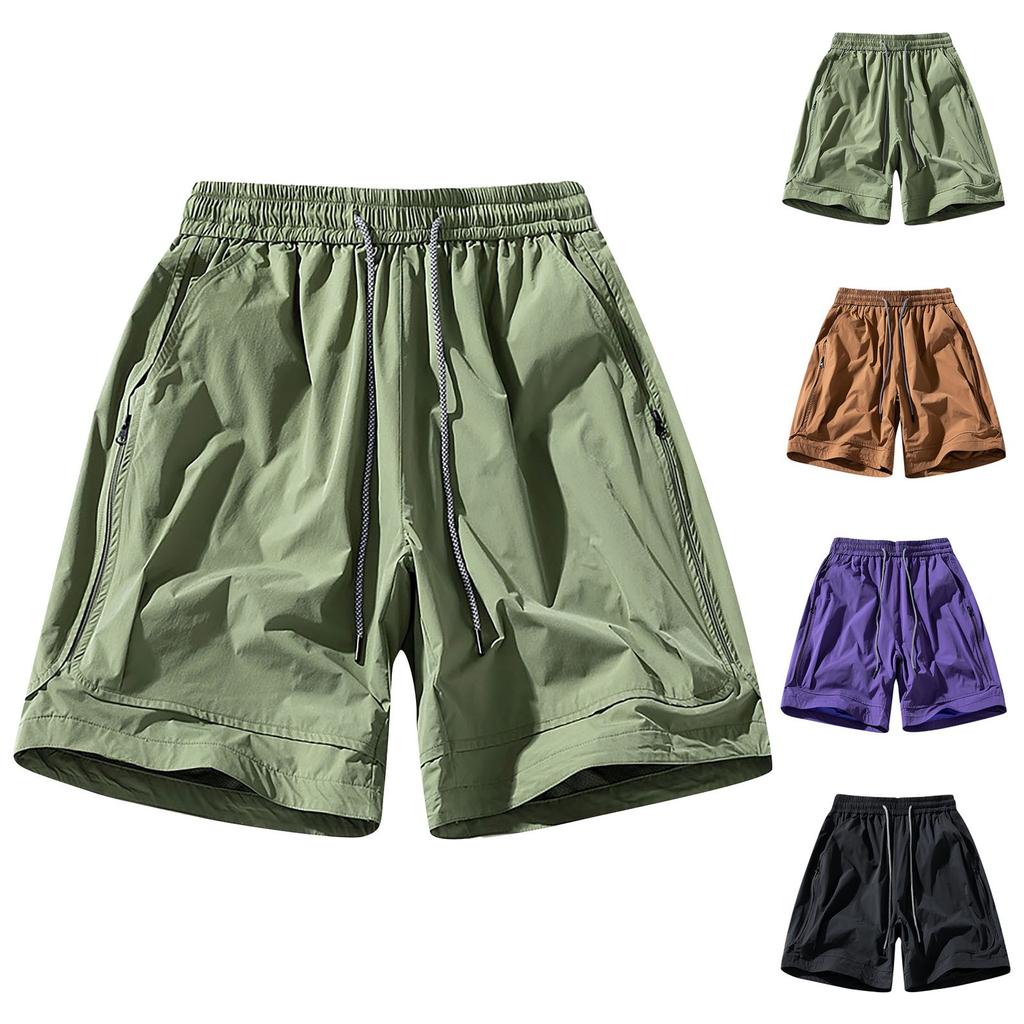 Summer Men's Digital Printed Camouflage Shorts, Flexible Elastic Cropped Sports Shorts