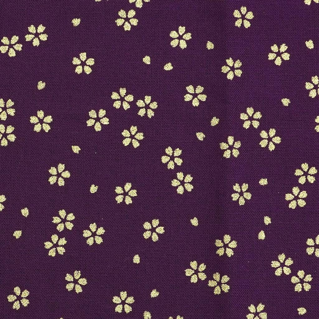 Raw wool cut 110cm x Japanese approximately 110cm x Purple cloth, 50cm, pattern, Japanese-style print, gold, 3-132, 50cm, 3.