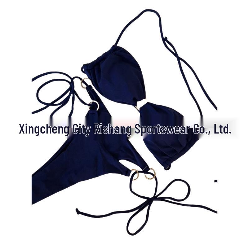 2024 Einfarbiger Schnür-Bikini-Set: Europäischer & Amerikanischer Stil Damen Bademode