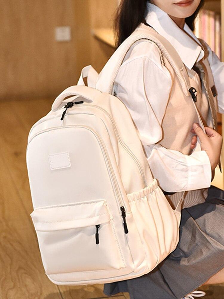 14 Inch Men And Women Universal School Bag Leisure Solid Color Outdoor Sports Shoulder Bag Large Capacity Travel Laptop Backpack