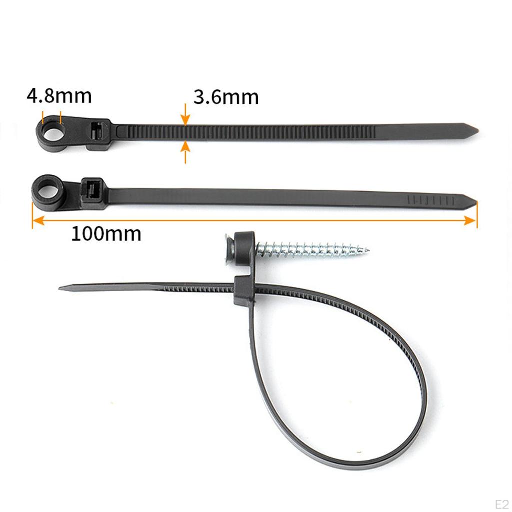 100 Stück Nylon-Kabelbinder, selbstsichernd, mit Schraubenlöchern, Zubehör, flexibel, schwarze Farbe für Kabel und