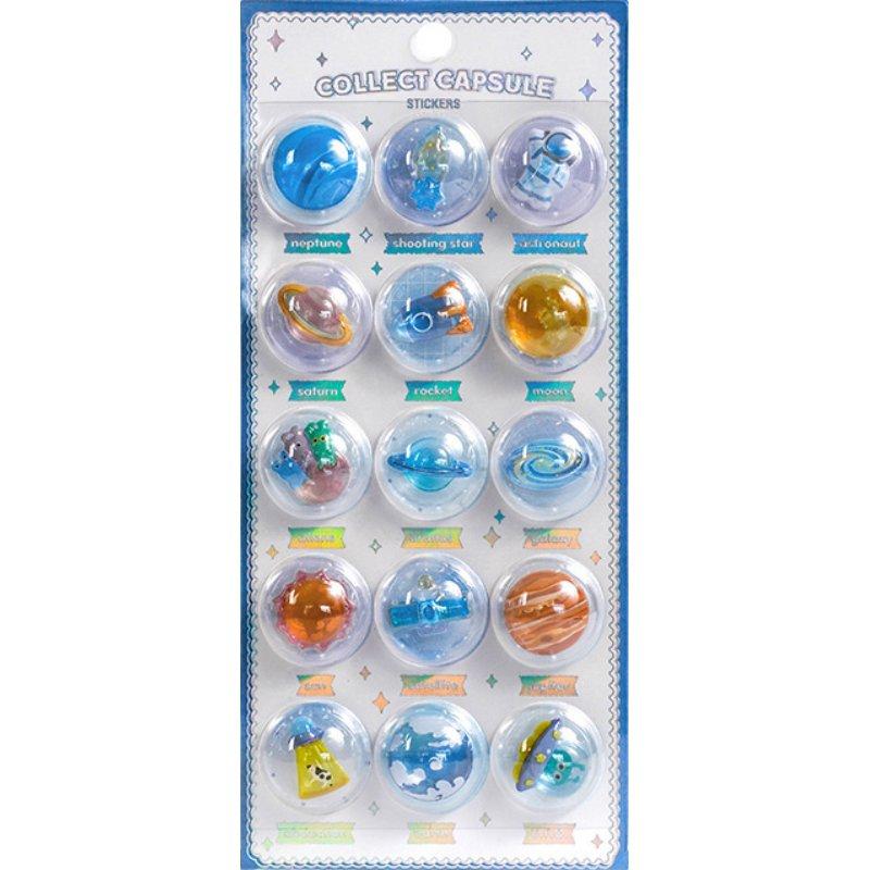 Creative 3D Capsule Embossed Crystal Sticker Kawaii 3D Relief Stickers Scrapbooking DIY Journal Cute Stationery School Sticker