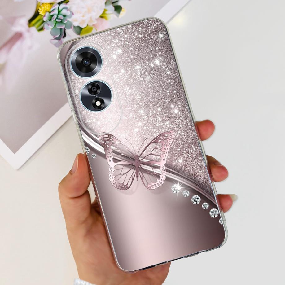 For OPPO A60 Case CPH2631 Phone Coque Transparent Slim Soft Silicone Back Cover oppoA60 A 60 Funda Flower Butterfly Love Heart